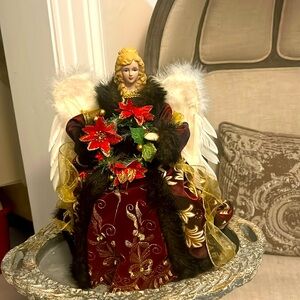 NWT Lavish Home Elegant Red Angel Light Up Tree Topper